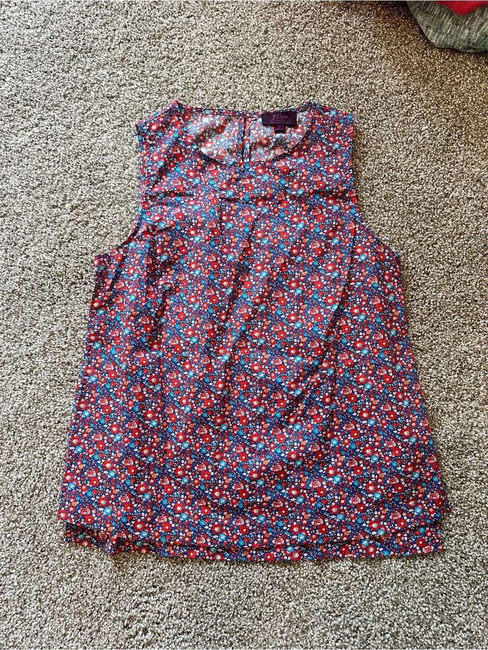 J. Crew Red Floral Sleeveless Top